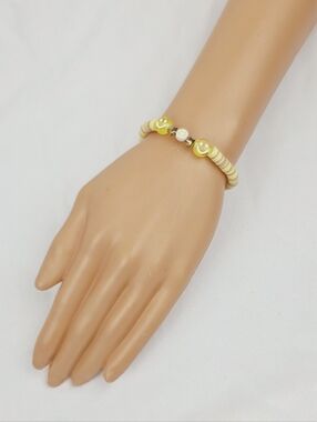 3 FOR $15 🧡 Handmade Clay Bead Smiley Face  Bracelet